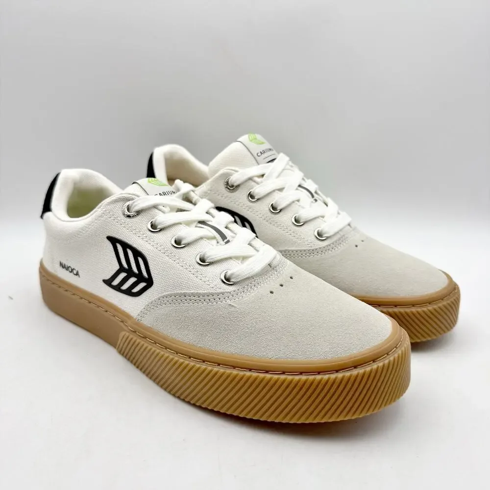 Cariuma Womens Naioca Pro Skate Low Sneakers US 8.5 White Black Canvas Suede NIB